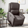 Sillón reclinable elevable cuero auténtico marrón oscuro 1