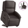 Sillón reclinable elevable cuero auténtico marrón oscuro 2