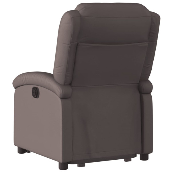 Sillón reclinable elevable cuero auténtico marrón oscuro M 4
