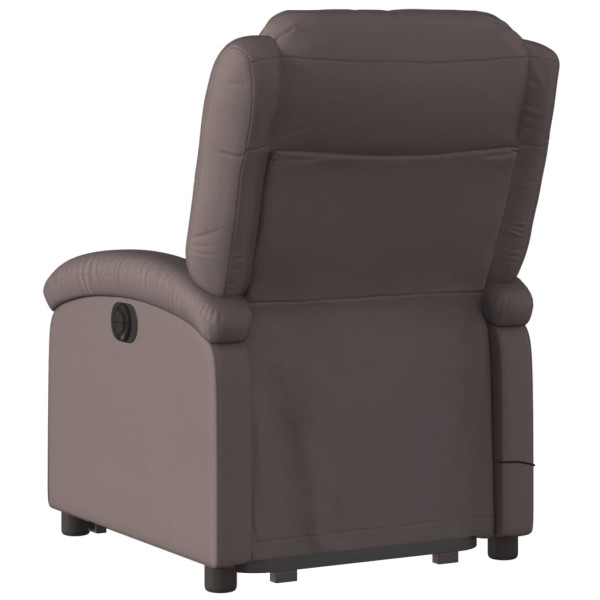 Sillón masaje eléctrico elevable cuero auténtico marrón oscuro M 4