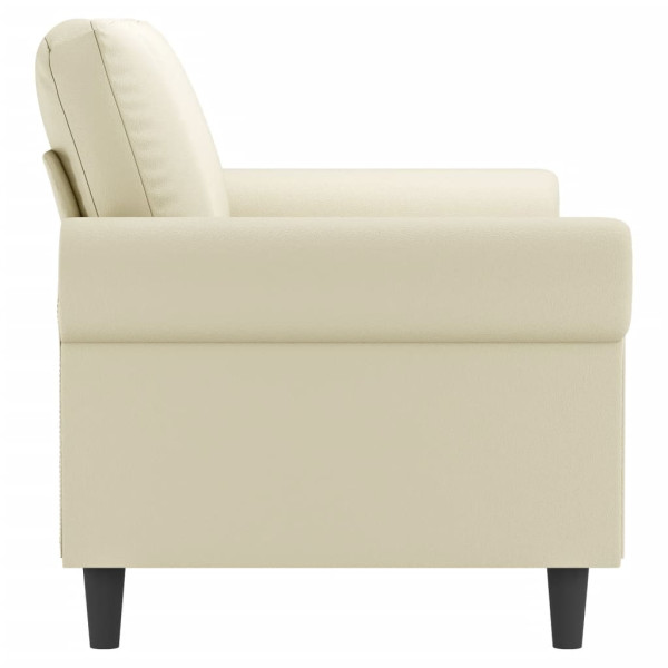 Sofá de 2 lugares 140 cm couro artificial cor creme M 4