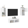 Muebles de TV de pared con luces LED 4 piezas blanco 1
