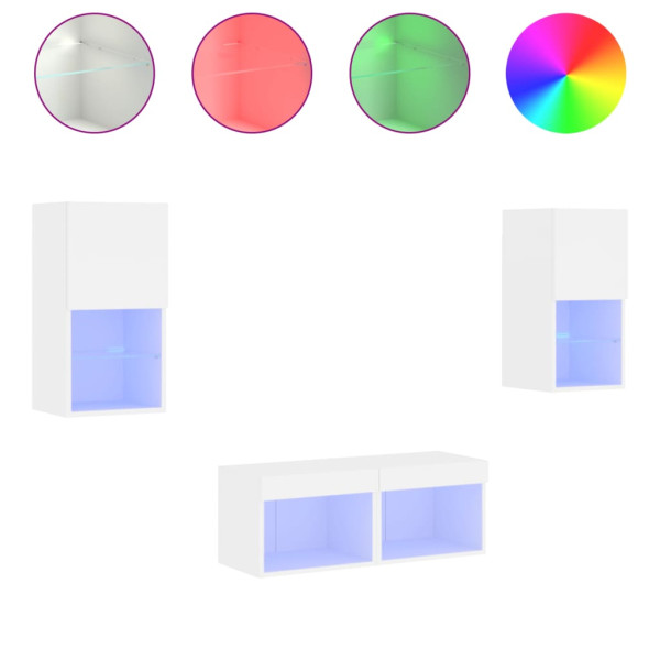 4 pcs móveis de parede para TV com luzes LED branco M 2