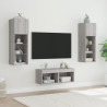 Muebles de TV de pared con luces LED 4 piezas gris Sonoma 5