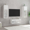 Muebles de TV de pared con luces LED 4 piezas blanco 5
