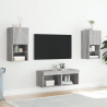 Muebles de TV de pared con luces LED 4 piezas gris Sonoma 5