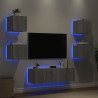 Muebles de TV de pared con luces LED 5 piezas gris Sonoma 4
