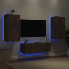 Muebles de TV de pared con luces LED 3 piezas roble ahumado 4