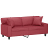 Sofá 2 lugares +almofadas 140cm couro artificial vermelho tinto 3