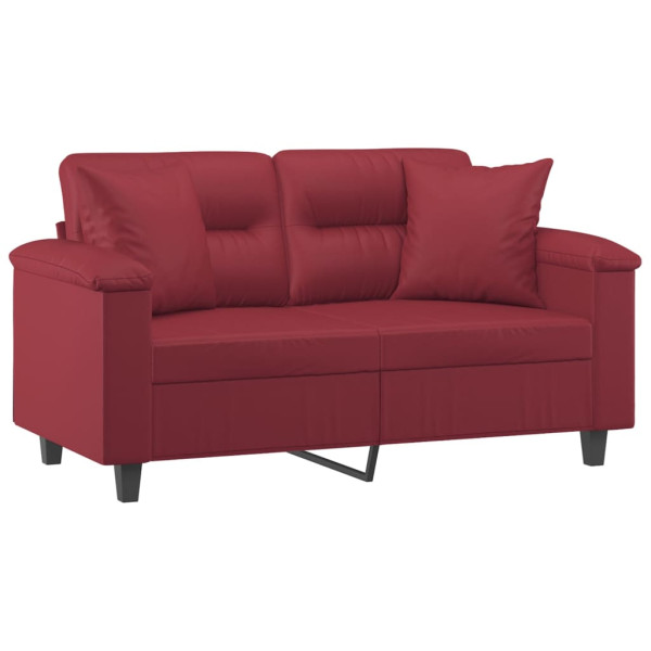 Sofá 2 lugares +almofadas 120cm couro artificial vermelho tinto M 3