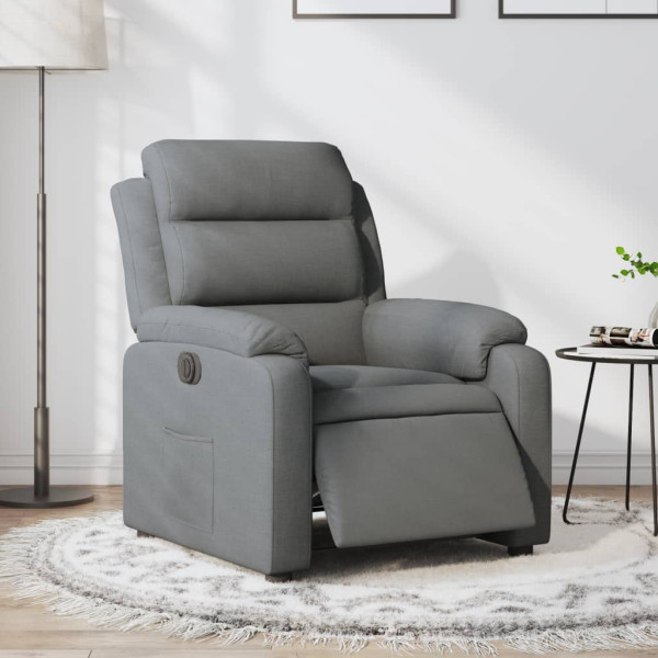 Sillón reclinable eléctrico de tela gris oscuro D