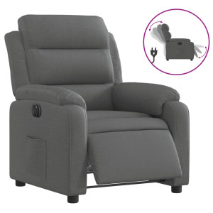 Sillón reclinable eléctrico de tela gris oscuro H
