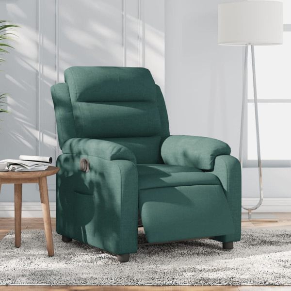 Sillón reclinable eléctrico tela verde oscuro D