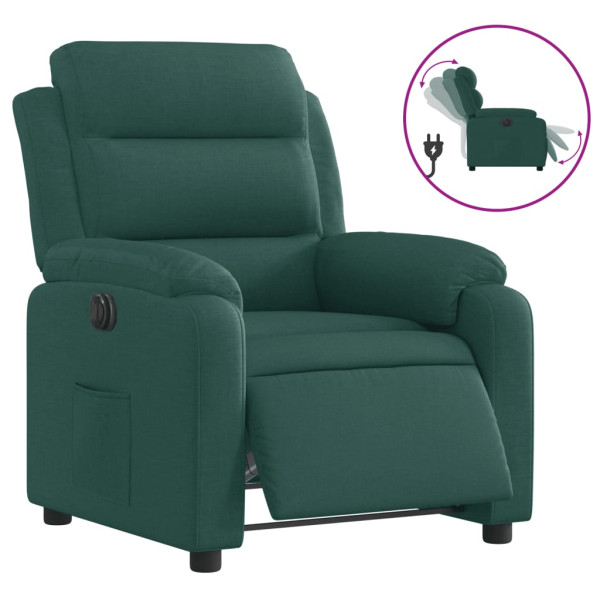 Sillón reclinable eléctrico tela verde oscuro M 2