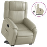 Sillón reclinable elevable cuero artificial color crema 2