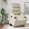 Sillón reclinable elevable cuero artificial color crema 1