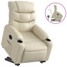 Sillón reclinable elevable cuero artificial color crema 2