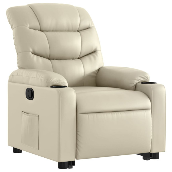 Sillón reclinable elevable cuero artificial color crema M 3