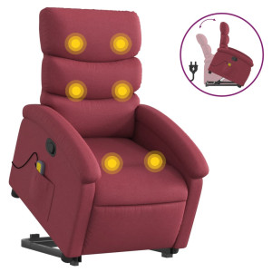 Poltrona de massagens reclin. elevatória tecido vermelho tinto H