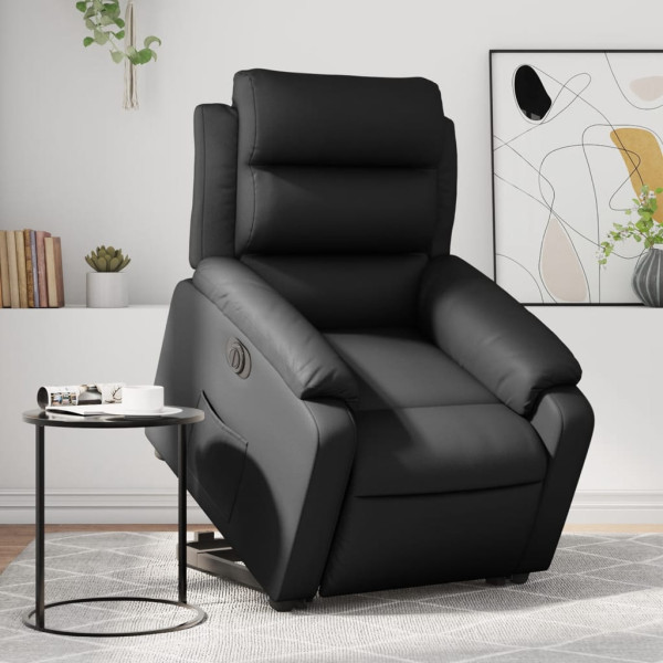 Sillón reclinable y elevable eléctrico cuero sintético negro D