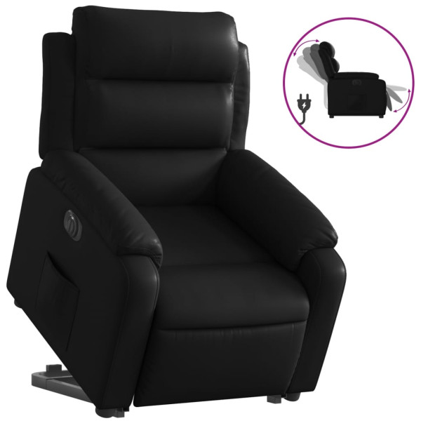 Sillón reclinable y elevable eléctrico cuero sintético negro M 2