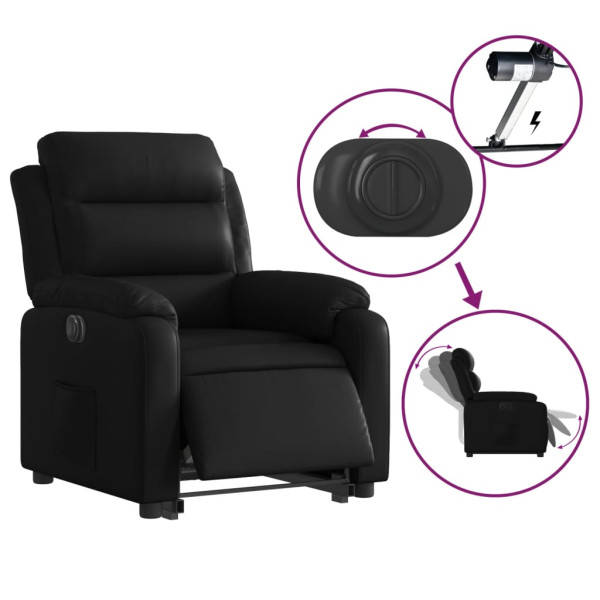 Sillón reclinable y elevable eléctrico cuero sintético negro M 5