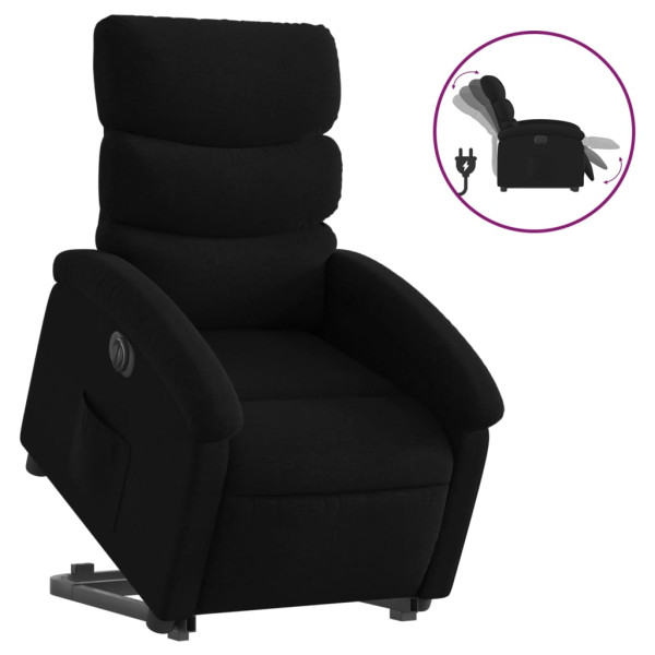 Sillón eléctrico reclinable elevable de tela negro M 2