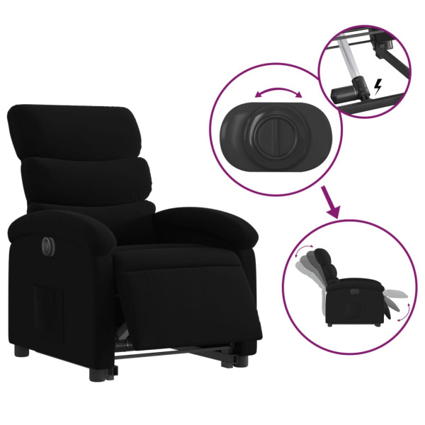 Sillón eléctrico reclinable elevable de tela negro M 5