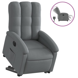 Sillón eléctrico reclinable elevable de tela gris oscuro H