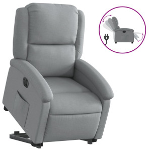 Sillón eléctrico reclinable elevable de tela gris claro H