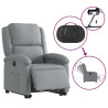 Sillón eléctrico reclinable elevable de tela gris claro 5