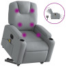 Sillón de masaje eléctrico reclinable elevable tela gris claro 2