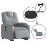 Sillón de masaje eléctrico reclinable elevable tela gris claro 5