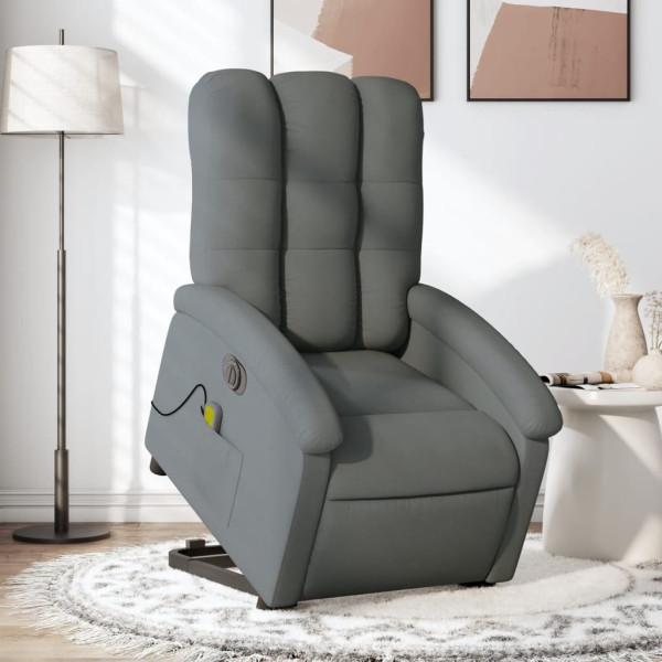 Sillón de masaje eléctrico reclinable elevable tela gris oscuro D