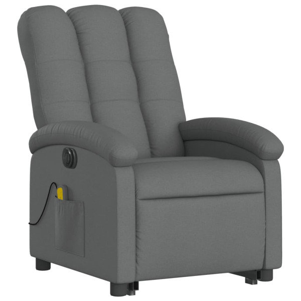 Sillón de masaje eléctrico reclinable elevable tela gris oscuro M 3