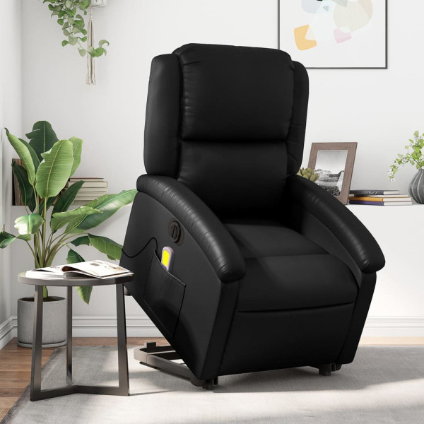 Sillón de masaje elevable eléctrico cuero sintético negro D
