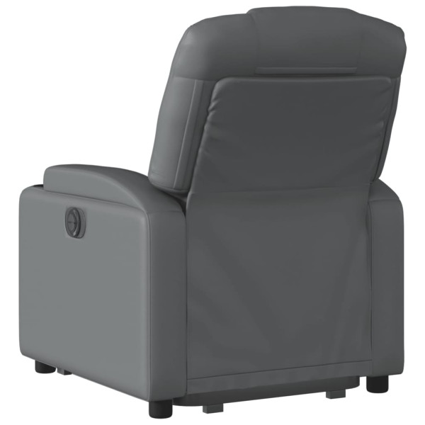 Sillón reclinable elevable cuero artificial gris M 4
