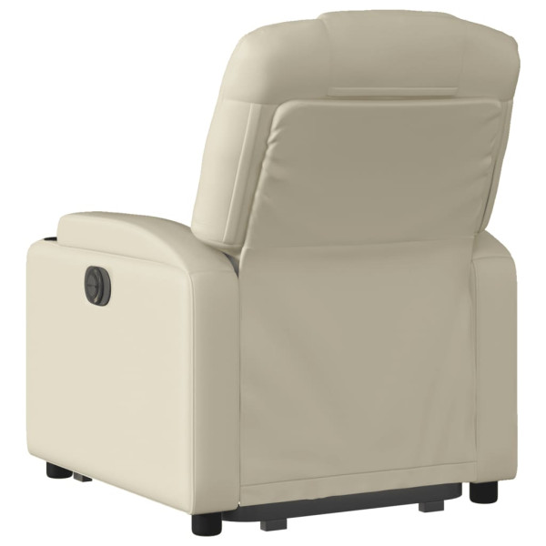 Sillón reclinable elevable cuero artificial color crema M 4
