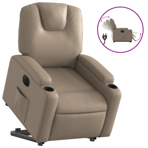 Sillón elevable eléctrico cuero artificial capuchino M 2