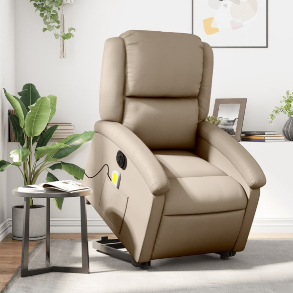 Sillón reclinable de masaje eléctrico cuero sintético capuchino D