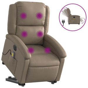 Sillón reclinable de masaje eléctrico cuero sintético capuchino H