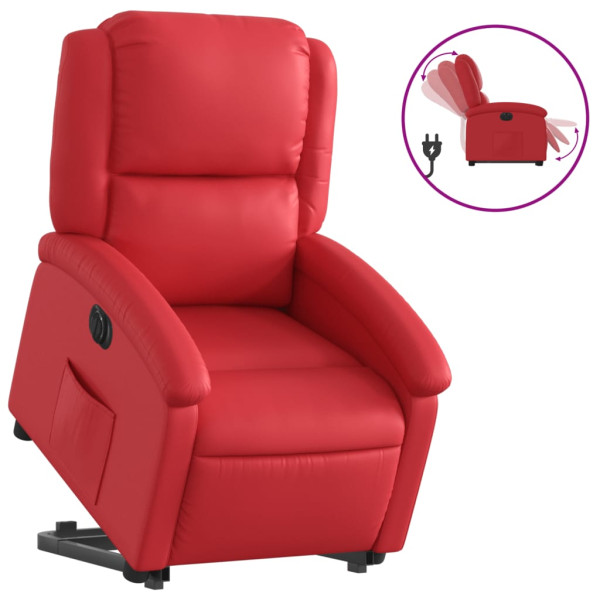 Sillón elevable eléctrico cuero artificial rojo M 2