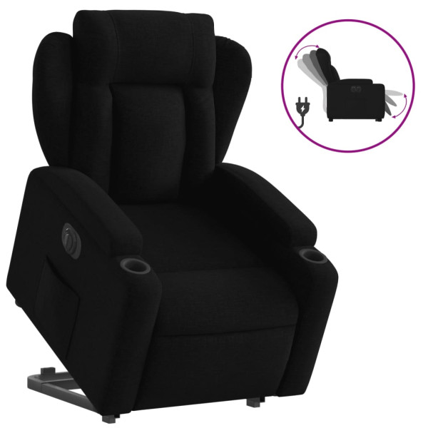 Sillón eléctrico reclinable elevable de tela negro M 2