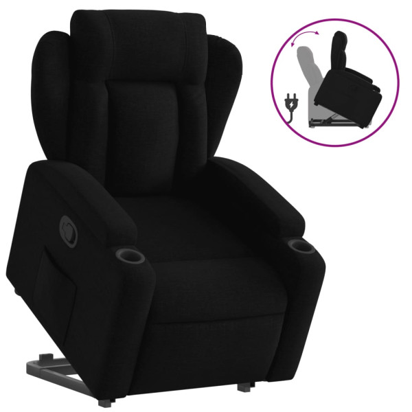 Sillón reclinable elevable tela negro M 2