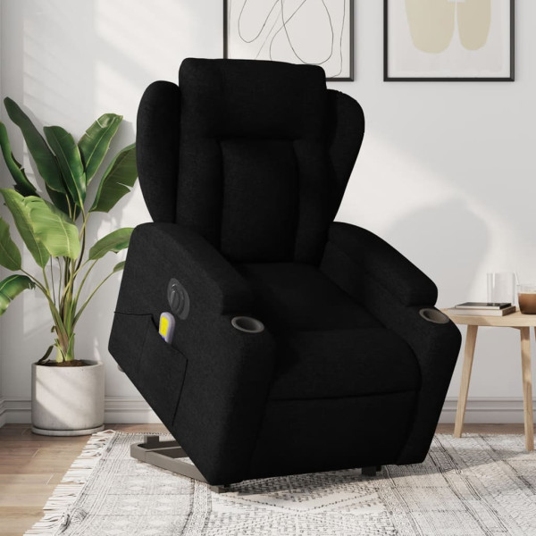 Sillón de masaje eléctrico reclinable elevable tela negro D