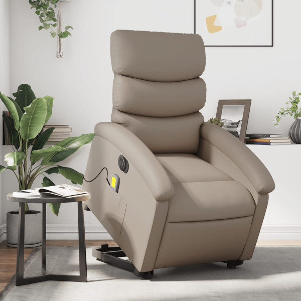 Sillón reclinable de masaje eléctrico cuero sintético capuchino D
