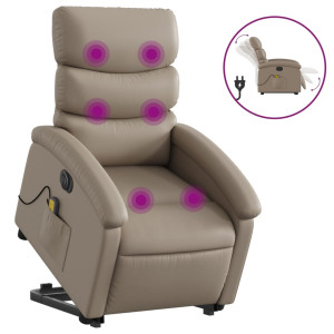 Sillón reclinable de masaje eléctrico cuero sintético capuchino H