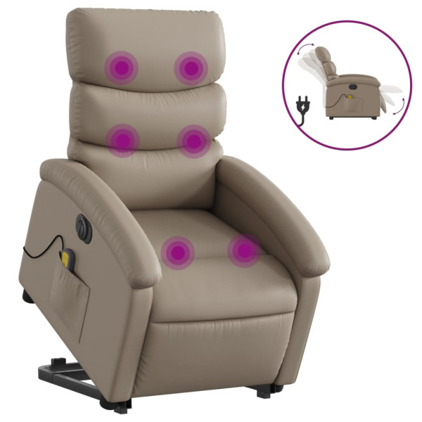 Sillón reclinable de masaje eléctrico cuero sintético capuchino M 2