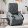 Sillón reclinable elevable cuero artificial gris 1