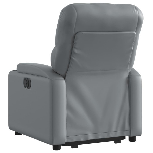 Sillón reclinable elevable cuero artificial gris M 4